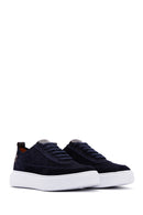 Erkek Lacivert Bağcıklı Süet Deri Sneaker | Derimod