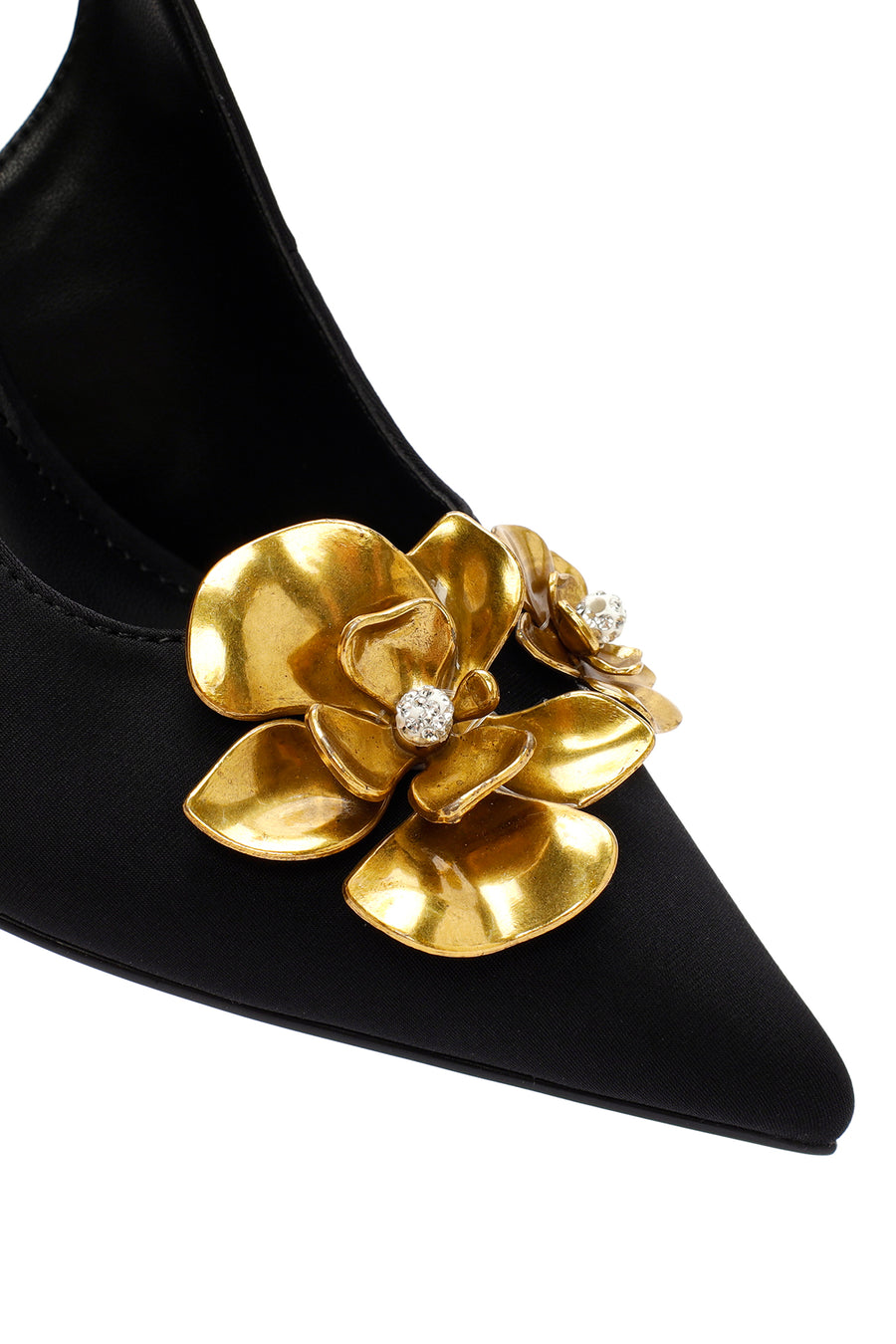 Women's Black Accessory Detailed Open Back Thin Heeled Shoes