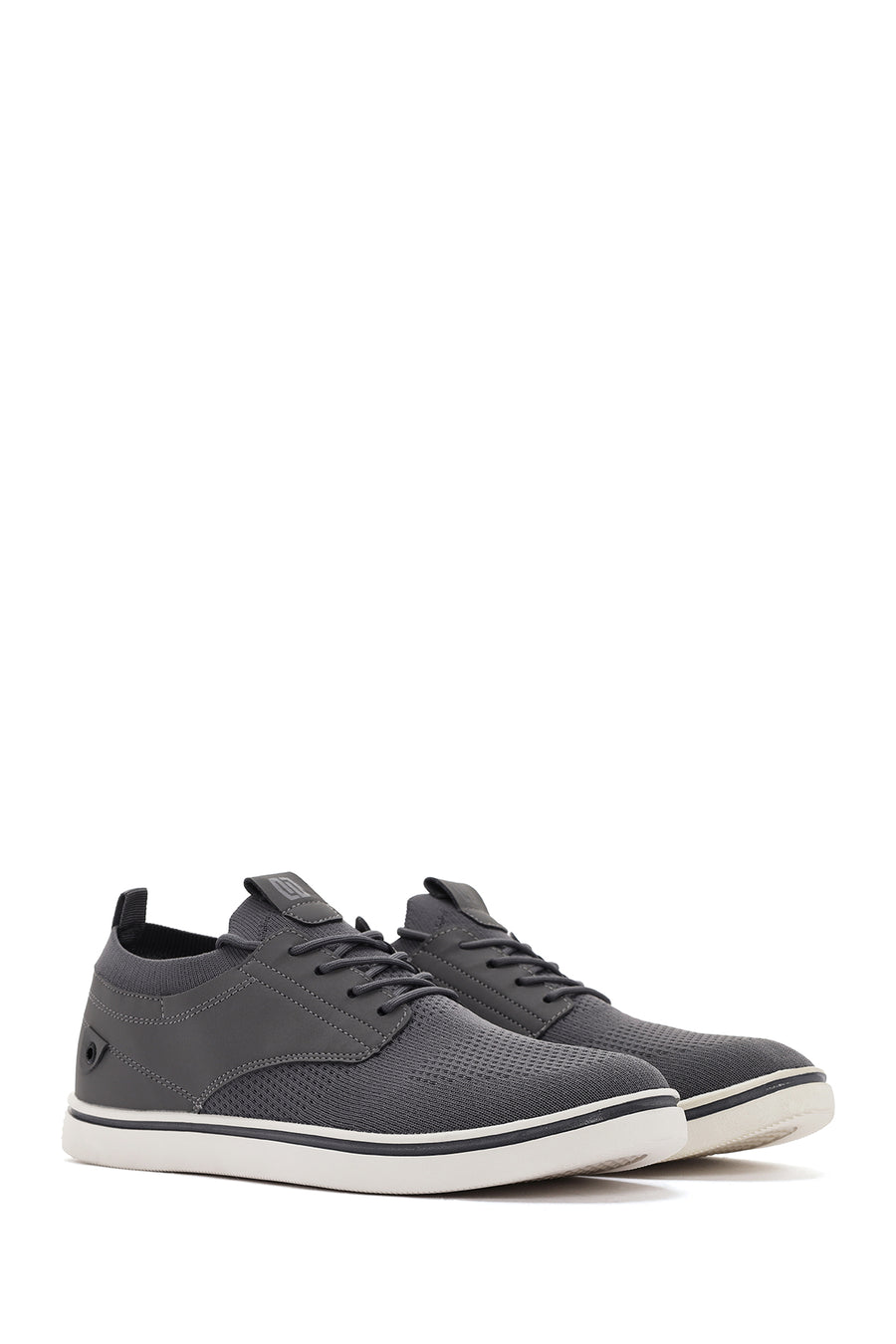 Men's Grey Lace-Up Fabric Sneakers