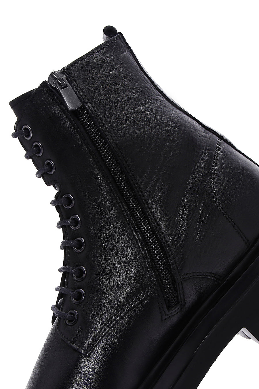 Men's Black Leather Zippered Boots