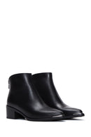 Women's Black Leather Zippered Heeled Classic Boots | Derimod