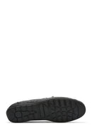 Men's Black Crocodile Patterned Leather Casual Loafer | Derimod