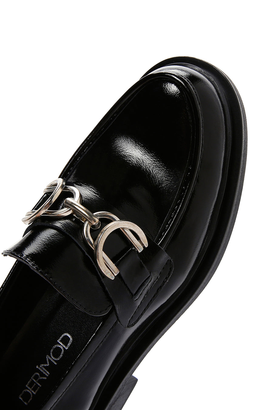 Kadın Siyah Deri Rugan Maskülen Klasik Loafer
