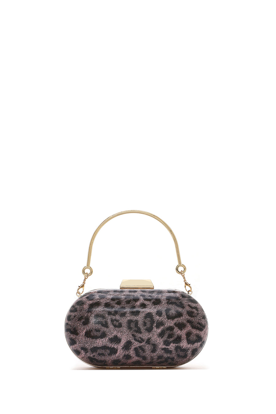 Kadın Pembe Leoper Desenli Uzun Askılı Mini Portföy Abiye Çantası