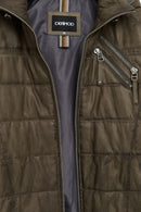 Wermer Men's Khaki Hooded Leather Jacket | Derimod