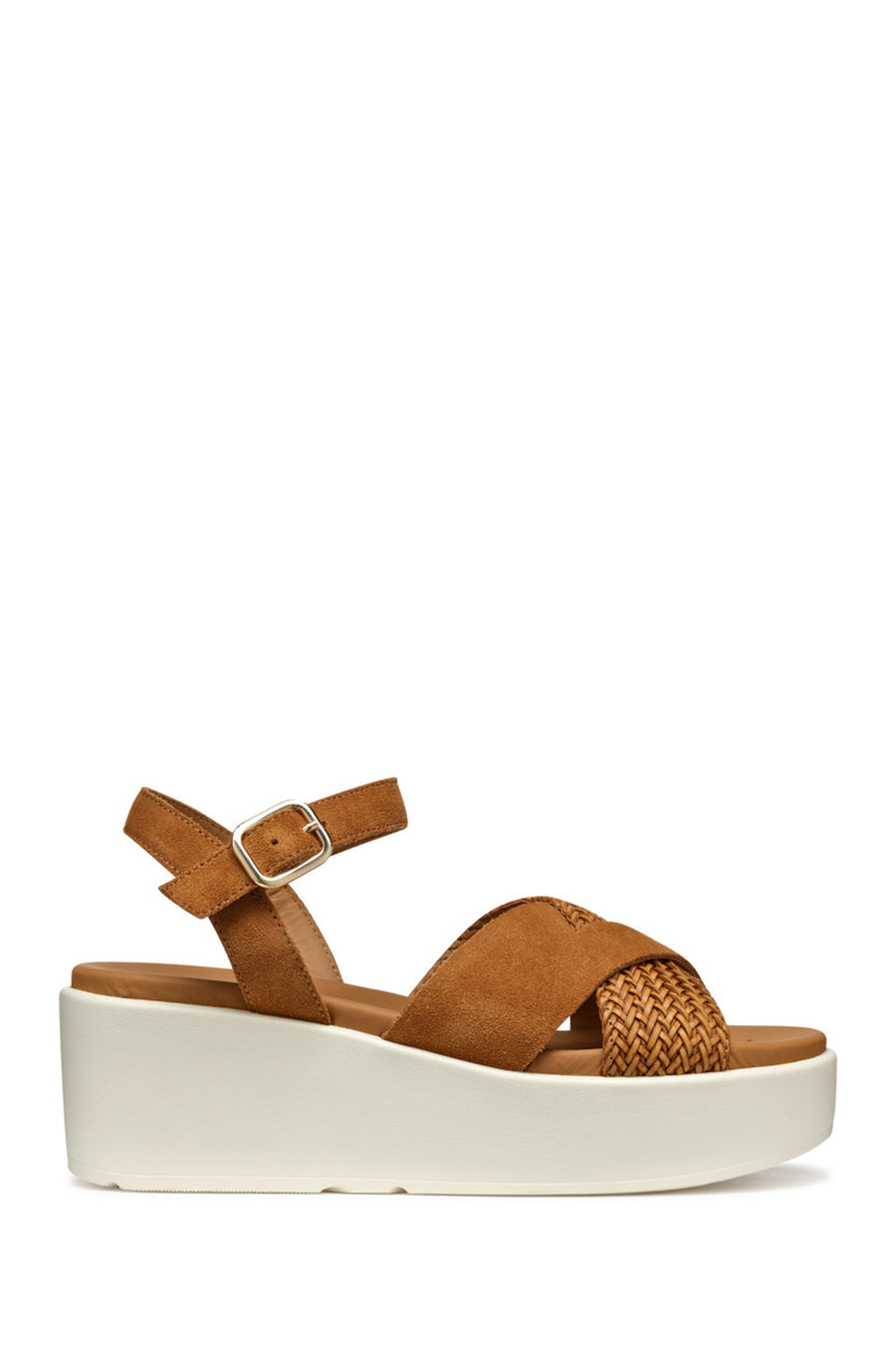 Geox Kadın Taba D Xand 2.2S A - Suede Bilekten Tokalı Dolgu Topuklu Deri Sandalet D55M1B00022C6001 | Derimod