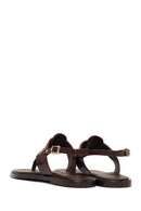 Women's Brown Buckle Thong Leather Sandals | Derimod