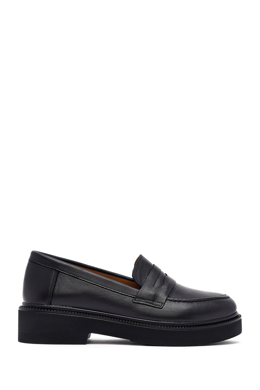 Woman Black Leather Masculine Loafer AF200010DV | Derimod