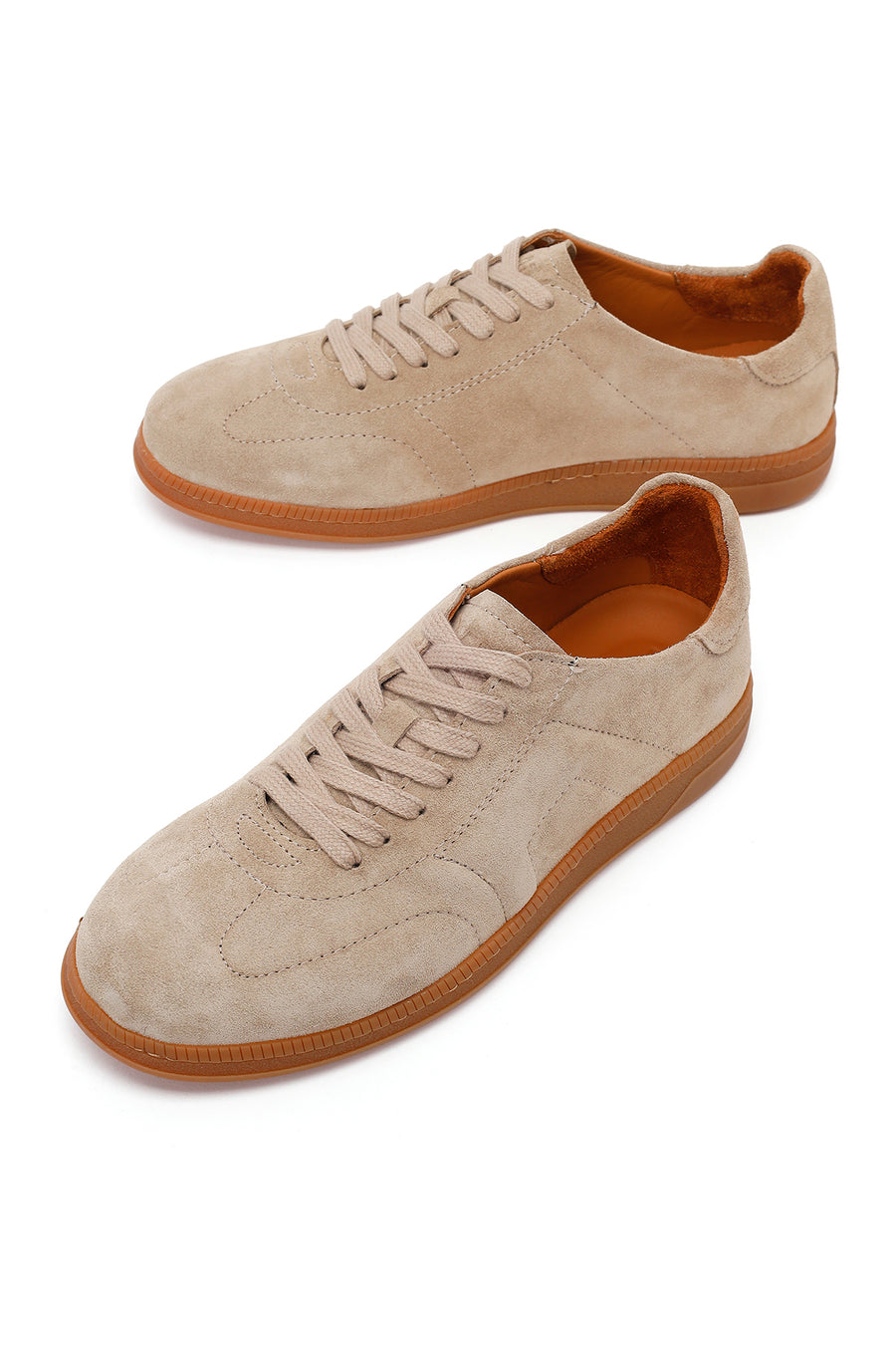 Male Beige Lace-up Suede Leather Sneaker