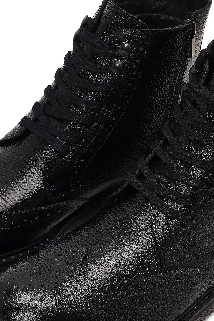 Men's Black Zippered Leather Boots