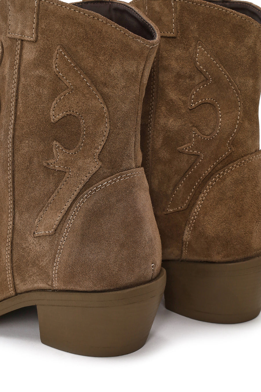 Woman Walnut Thick-Heeled Suede Cowboy Boots