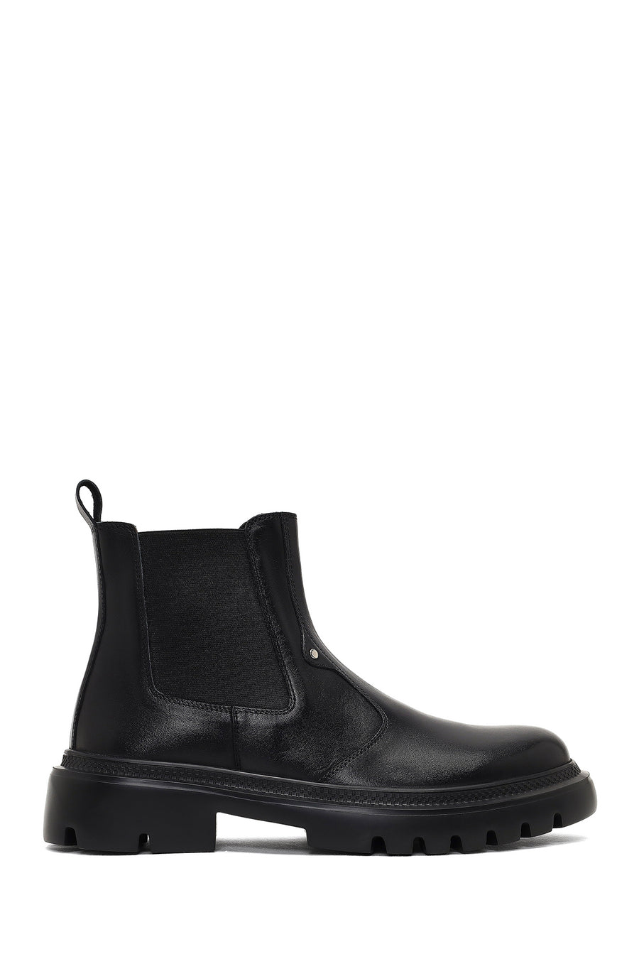 Men's Black Leather Chelsea Boot 25WFD701818 | Derimod