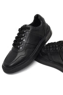 Erkek Siyah Bağcıklı Kalın Tabanlı Deri Sneaker | Derimod