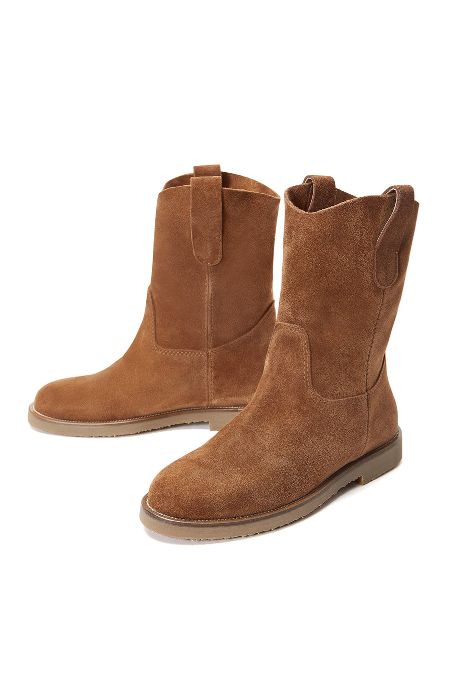 Women's Tan Suede Leather Casual Boots