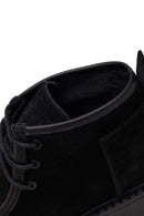 Woman Black Lace-Up Thick-Soled Suede Boots | Derimod