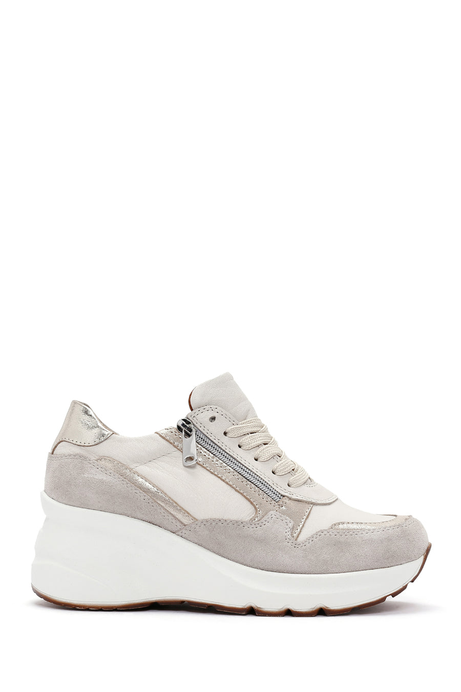 Kadın Bej Deri Kalın Tabanlı Sneaker 23WFD371114 | Derimod