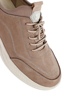 Erkek Vizon Bağcıklı Nubuk Deri Sneaker | Derimod