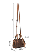 Woman Brown Long-Strap Printed Mini Crossbody Bag | Derimod