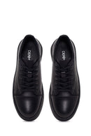 Male Black Lace-up Leather Sneaker | Derimod