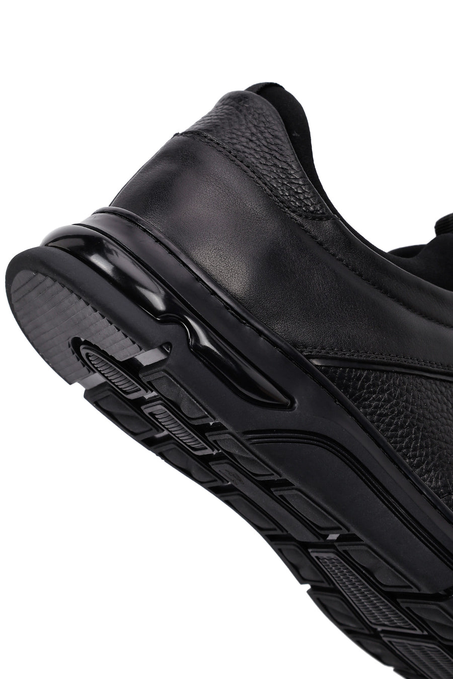 Erkek Siyah Bağcıklı Deri Casual Sneaker
