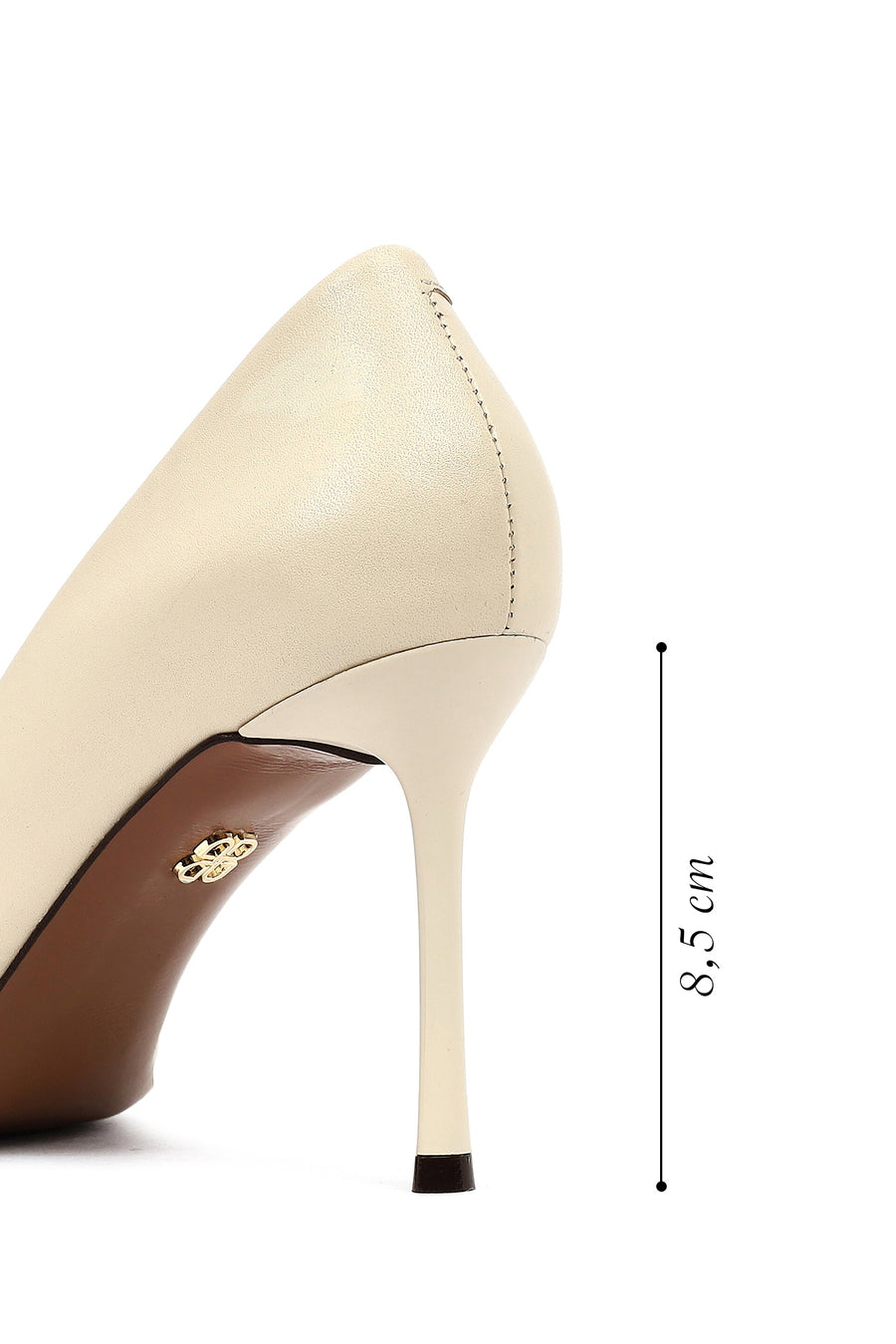Kadın Krem İnce Topuklu Deri Stiletto