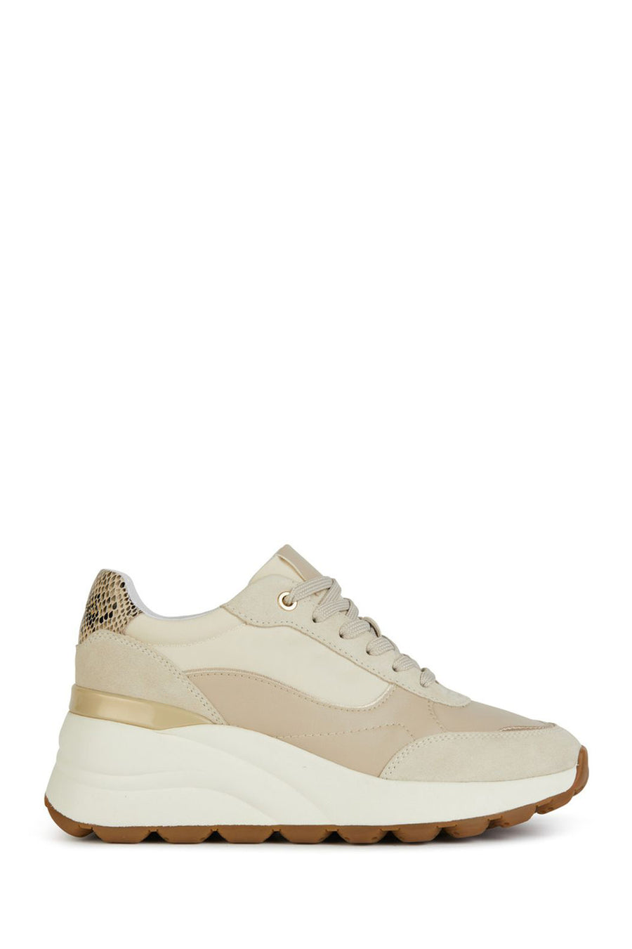 Geox Kadın Bej Spherica Ec11 Kalın Tabanlı Bağcıklı Deri Sneaker D45WAA05422C5322 | Derimod