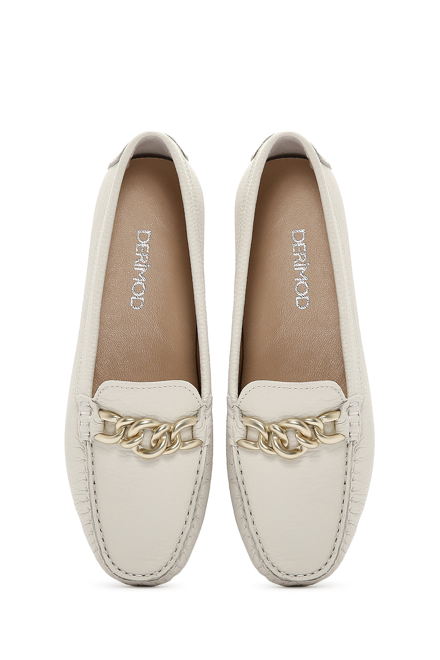 Kadın Bej Toka Detaylı Deri Casual Loafer