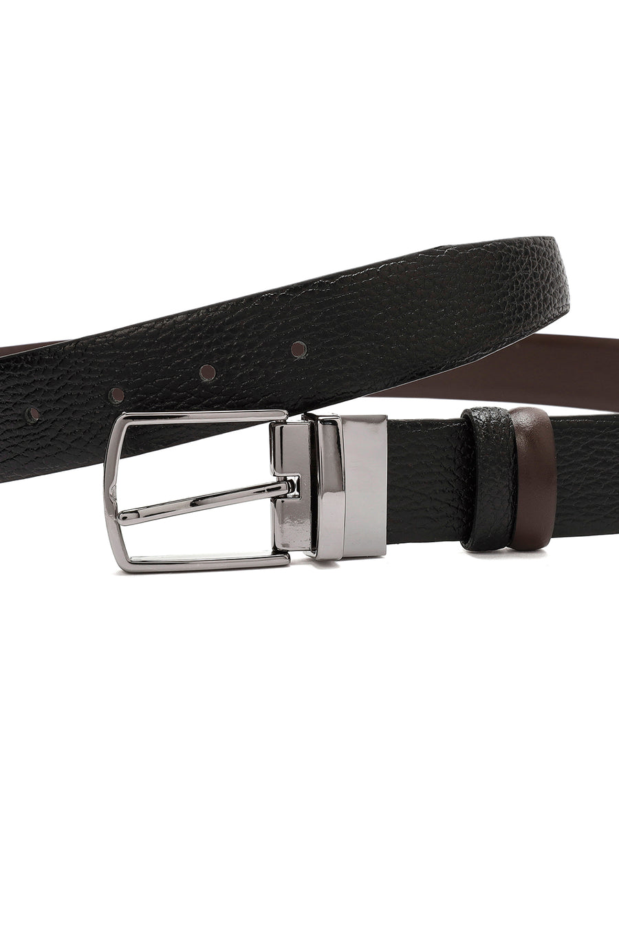 Men's Black Printed Leather Belt