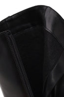 Woman Black Zip Closure Thick-Heeled Leather Boots | Derimod