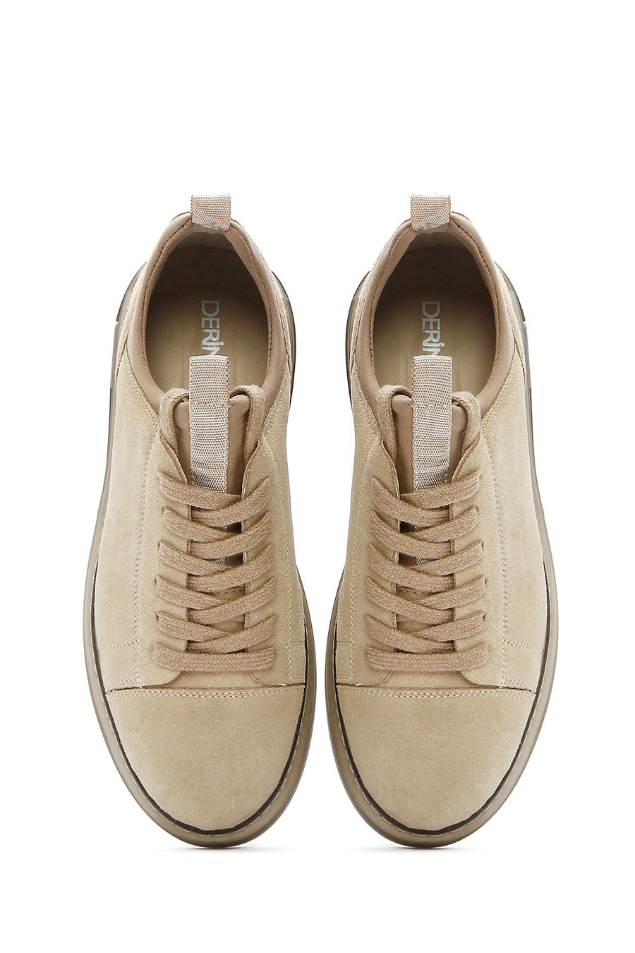 Erkek Bej Bağcıklı Süet Deri Sneaker