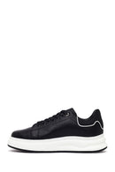 Men's Black Lace-up Thick-Sole Leather Sneaker | Derimod