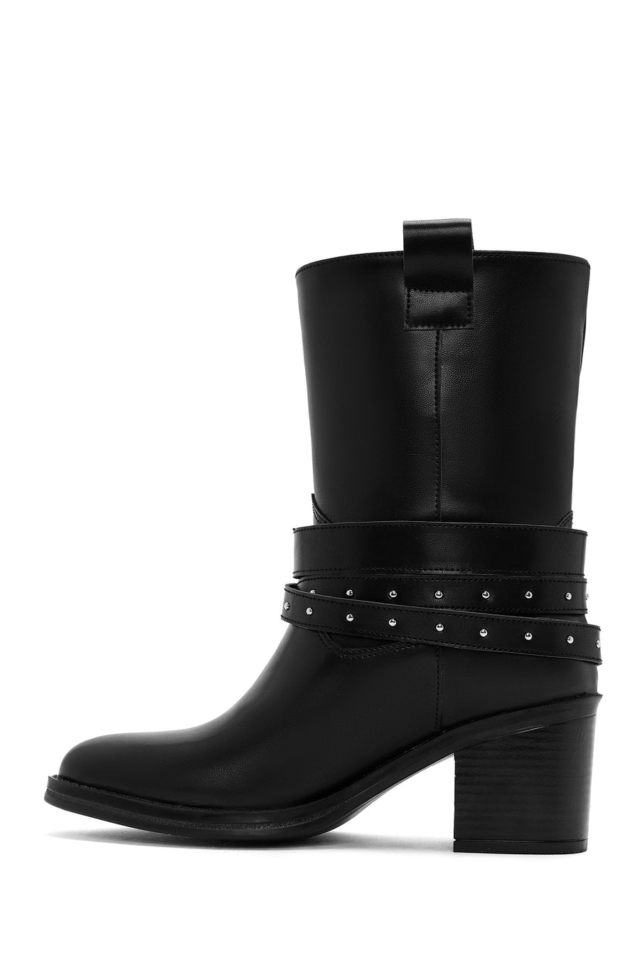Women's Black Buckle Detailed Cowboy Boots