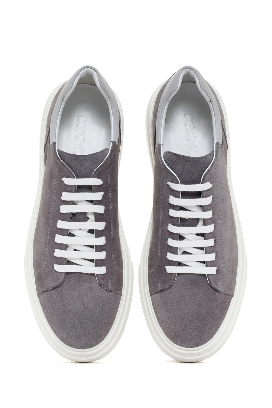 Men's Gray Thick Soled Suede Leather Sneaker