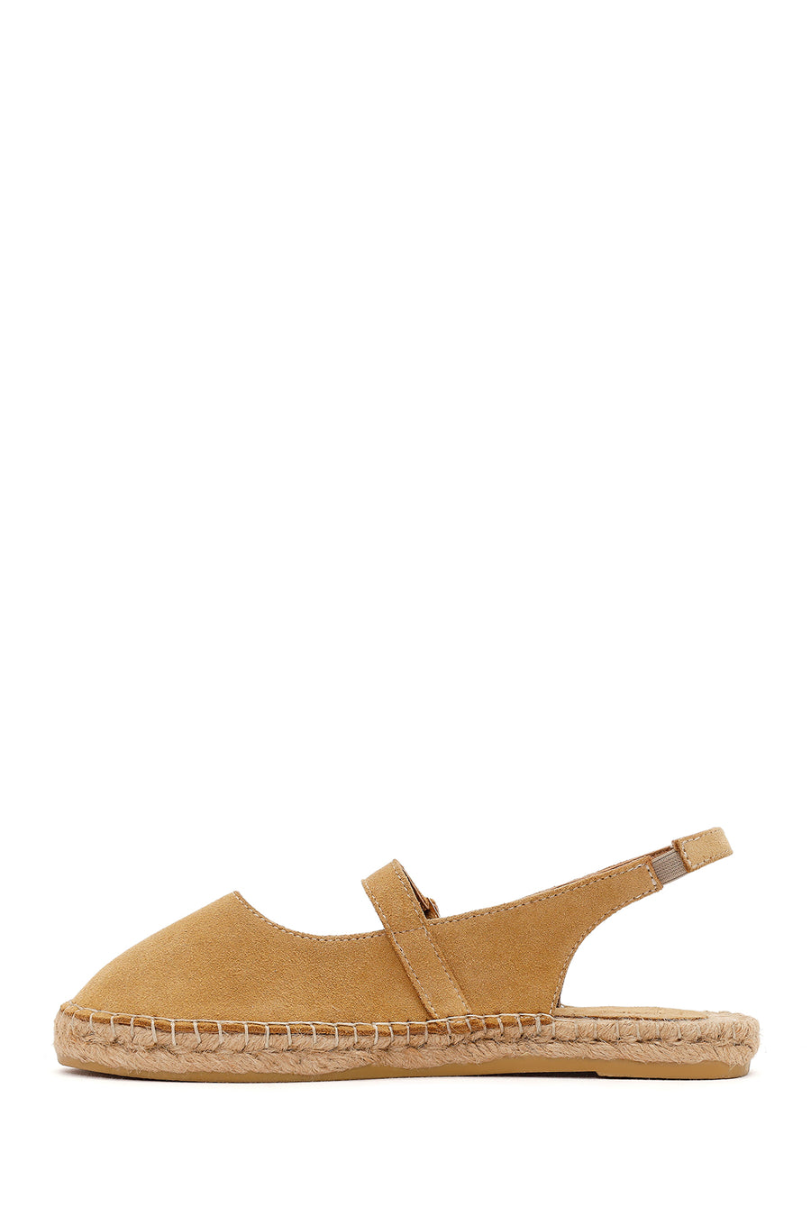 Women's Camel Suede Leather Espadrilles with Buckle