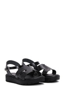 Women's Black Leather Bodrum Sandals | Derimod