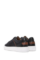 Erkek Siyah Bağcıklı Deri Sneaker | Derimod