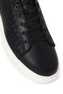 Erkek Siyah Bağcıklı Deri Sneaker | Derimod