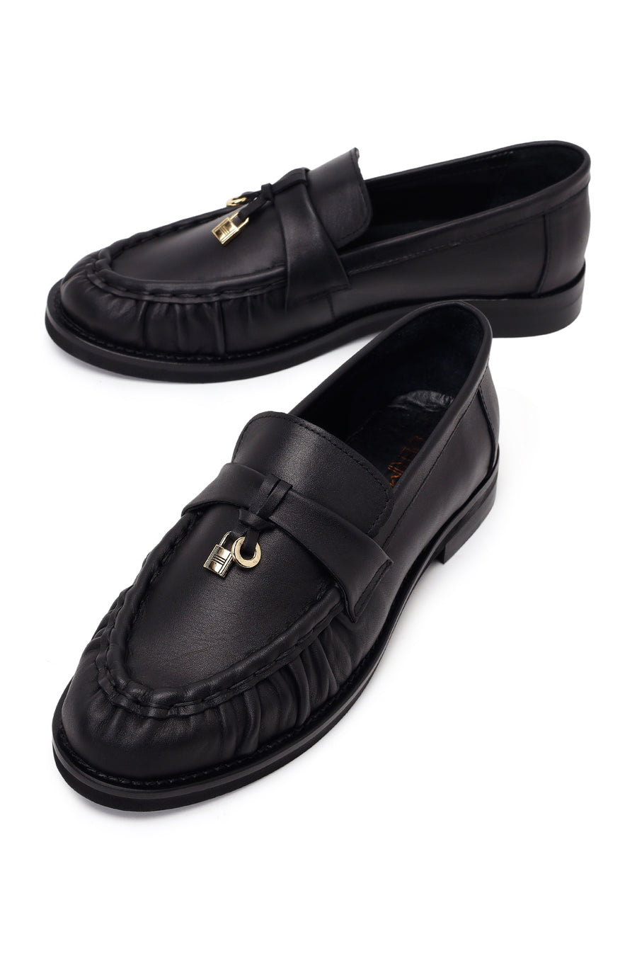 Kadın Siyah Deri Maskülen Loafer