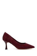 Kadın Bordo İnce Topuklu Süet Deri Stiletto | Derimod
