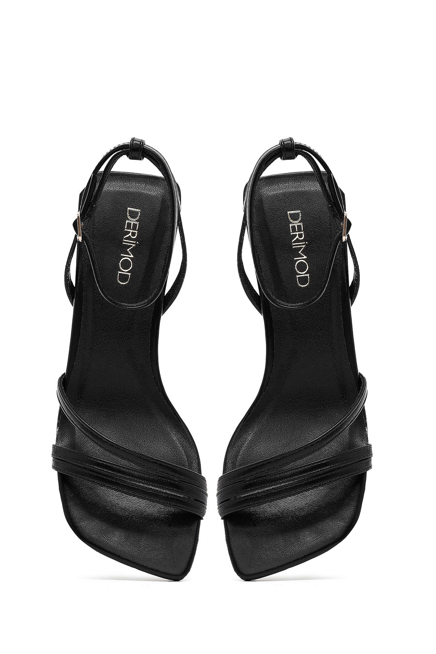 Women's Black Ankle Buckle Thin Low Heel Sandals