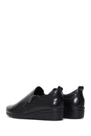 Women's Black Leather Wedge Heeled Comfort Shoes | Derimod