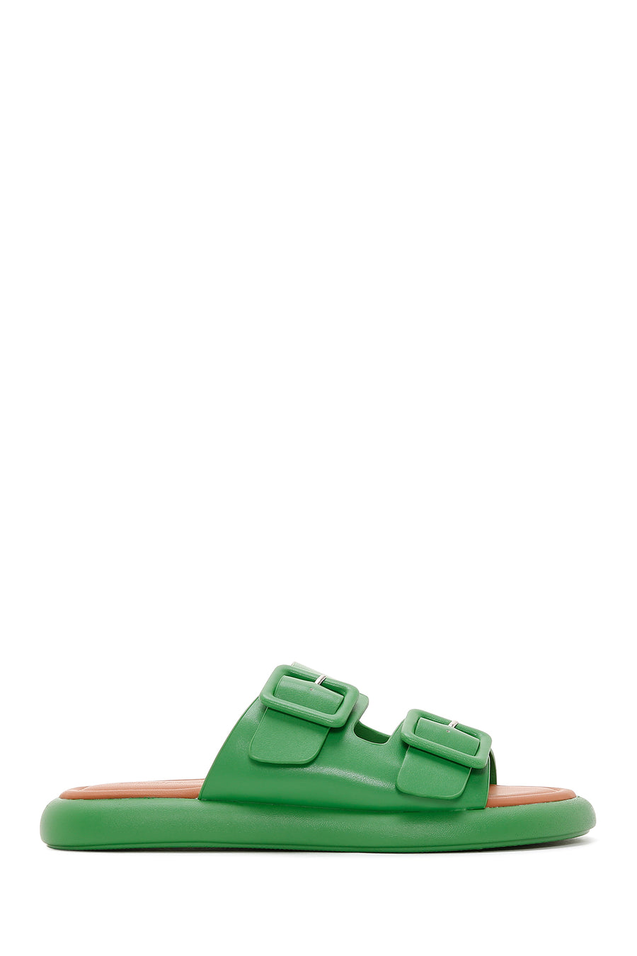Women's Green Double Buckle Slippers 23SFE471918 | Derimod