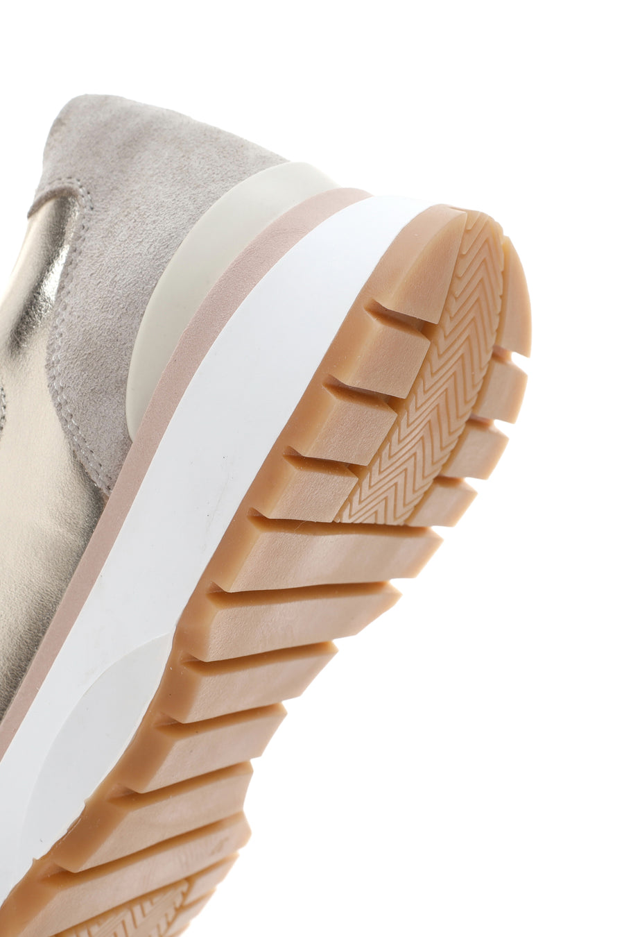 Kadın Bej Deri Süet Detaylı Sneaker