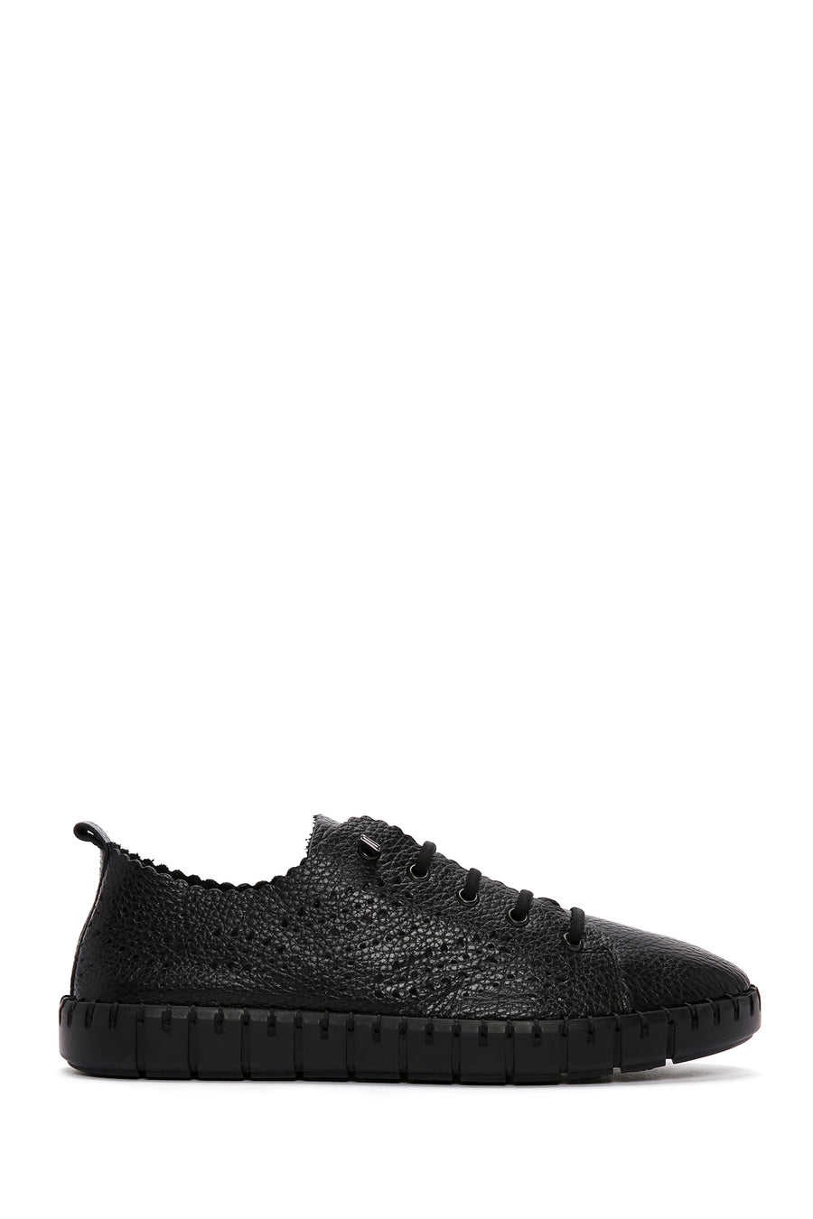 Woman Black Lace-up Patterned Leather Comfort Shoes 26PFD5002FT | Derimod