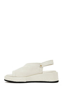 Women's Beige Ankle Buckle Thick Soled Leather Sandals | Derimod