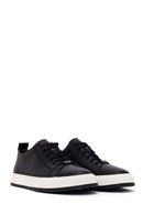 Erkek Siyah Bağcıklı Deri Sneaker | Derimod