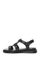 Women's Black Strappy Leather Sandals | Derimod