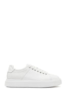 Erkek Beyaz Bağcıklı Kalın Tabanlı Deri Sneaker | Derimod