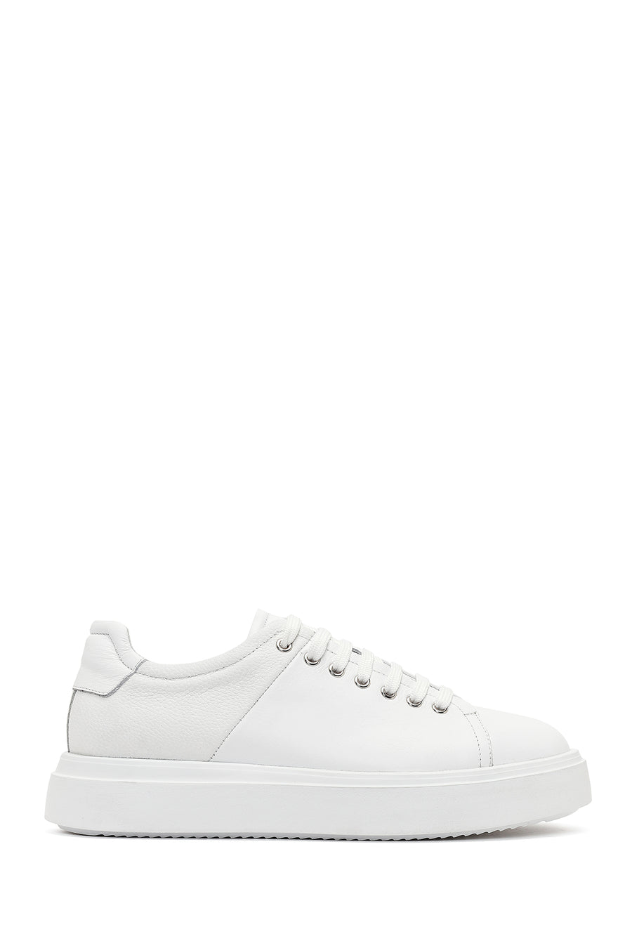 Erkek Beyaz Bağcıklı Kalın Tabanlı Deri Sneaker 26SFD610118 | Derimod