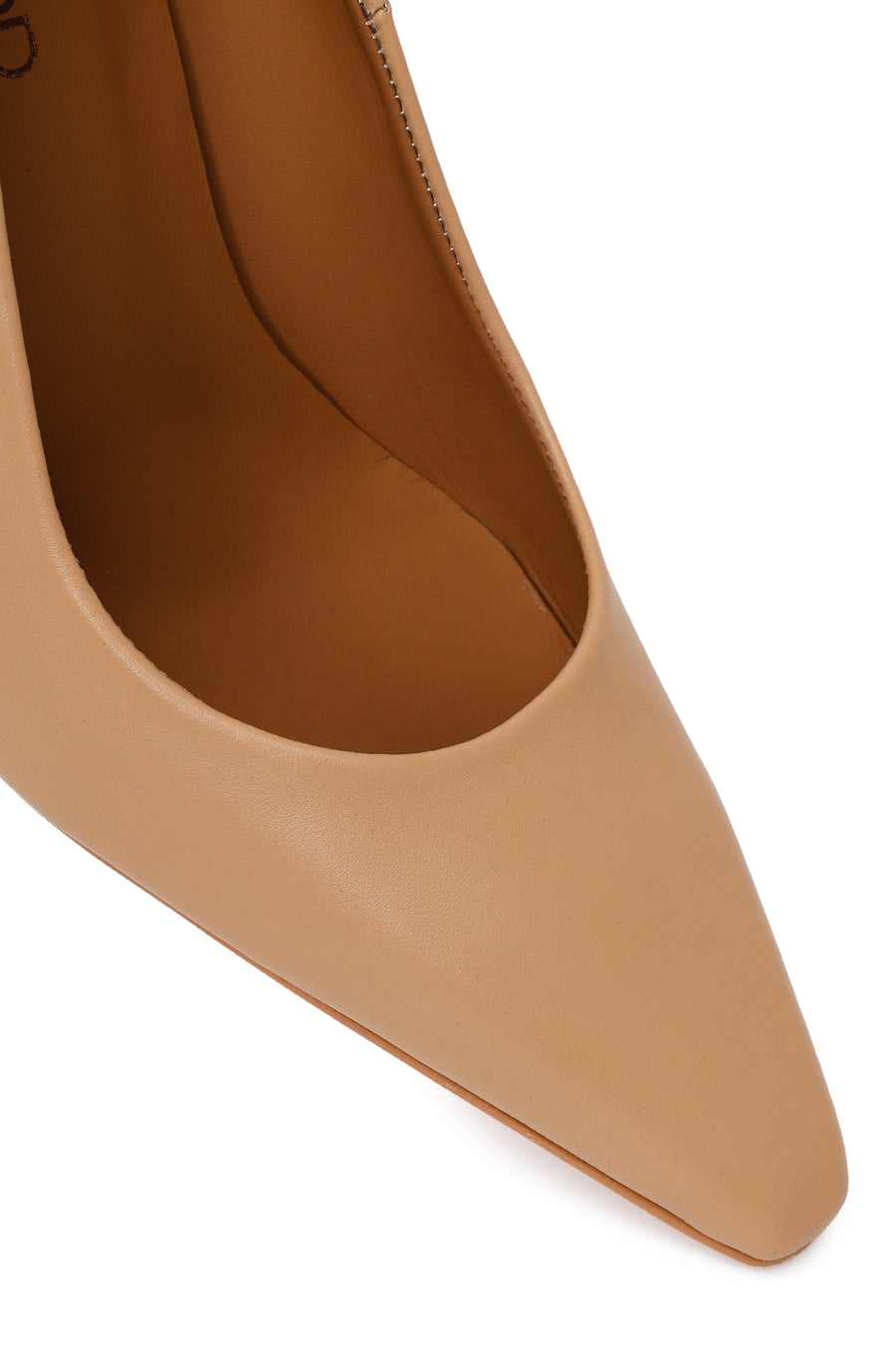 Woman Beige Thick-Heeled Leather Stiletto